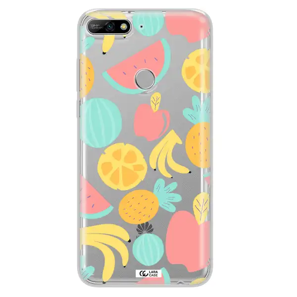 a pattern of fruits on a white background Huawei Y7 2018 Clear TPU Case
