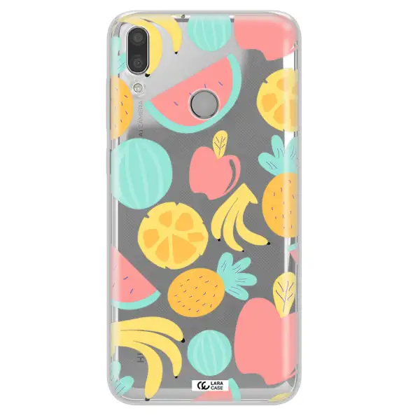 a pattern of fruits on a white background Huawei Y7 2019 Clear TPU Case