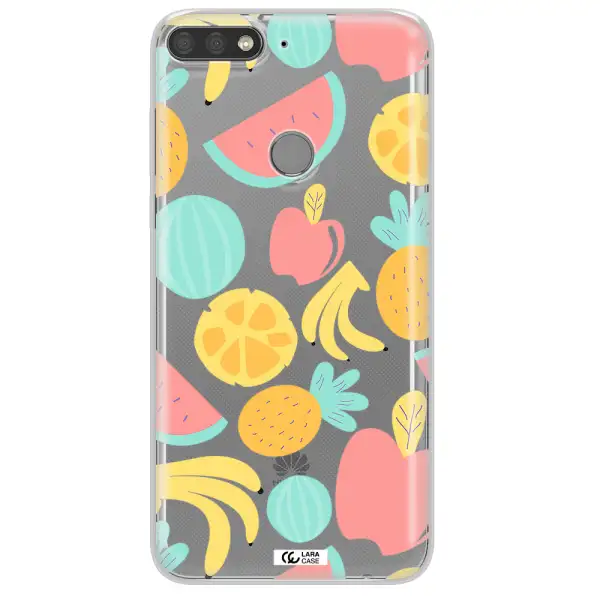 a pattern of fruits on a white background Huawei Y7 Prime 2018 Clear TPU Case