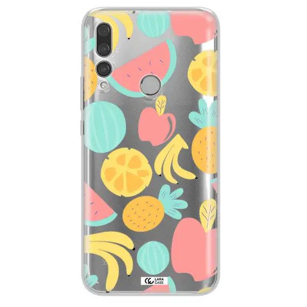 a pattern of fruits on a white background Huawei Y9 Prime 2019 Clear TPU Case