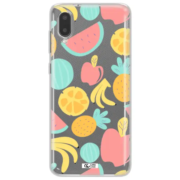 a pattern of fruits on a white background Samsung A02 Clear TPU Case