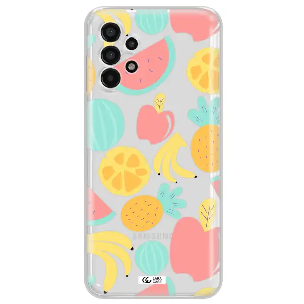 a pattern of fruits on a white background Samsung A13 4g Clear TPU Case