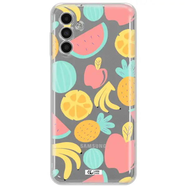 A Pattern Of Fruits On A White Background Samsung A13 5G Clear Tpu Case