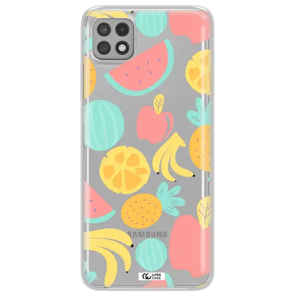 a pattern of fruits on a white background Samsung A22 5g Clear TPU Case