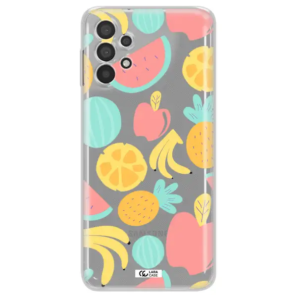 A Pattern Of Fruits On A White Background Samsung A32 4G Clear Tpu Case