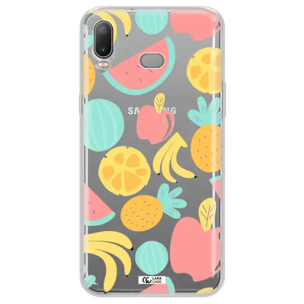 a pattern of fruits on a white background Samsung A6S Clear TPU Case