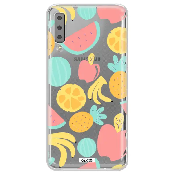 a pattern of fruits on a white background Samsung A7 2018 Clear TPU Case