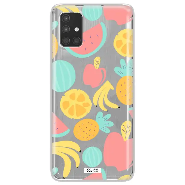 a pattern of fruits on a white background Samsung A71 Clear TPU Case