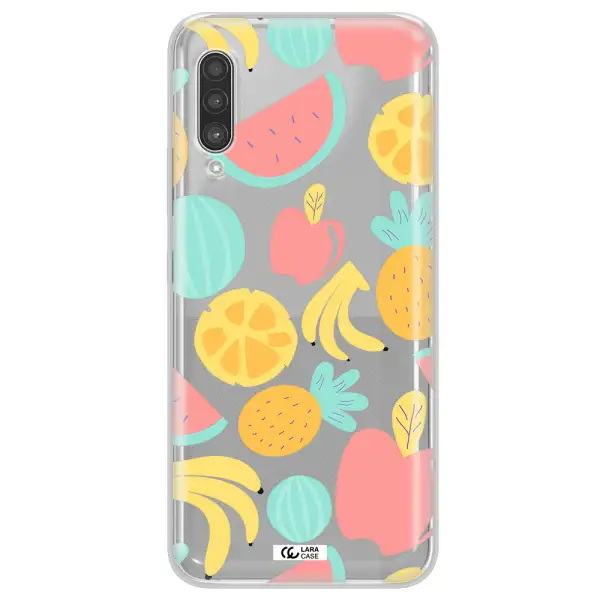 a pattern of fruits on a white background Samsung A90 Clear TPU Case
