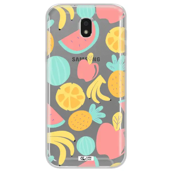 a pattern of fruits on a white background Samsung J5 2017 Clear TPU Case