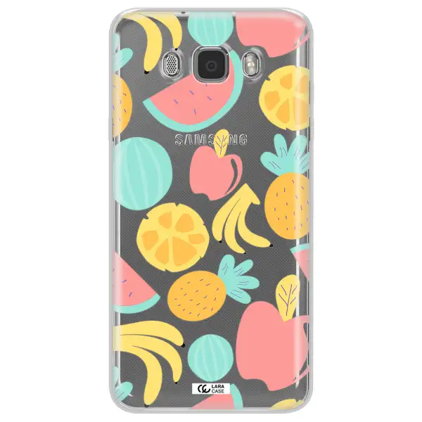 a pattern of fruits on a white background Samsung J7 2016 Clear TPU Case