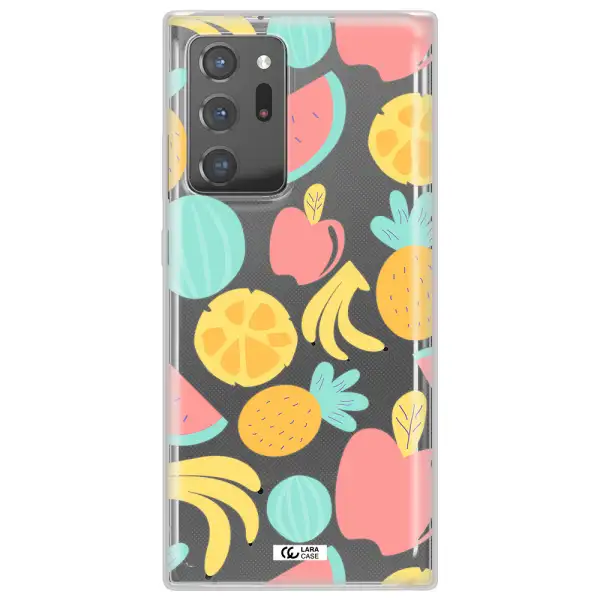 a pattern of fruits on a white background Samsung Note 20 Ultra Clear TPU Case