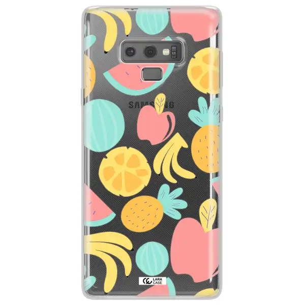 a pattern of fruits on a white background Samsung Note 9 Clear TPU Case