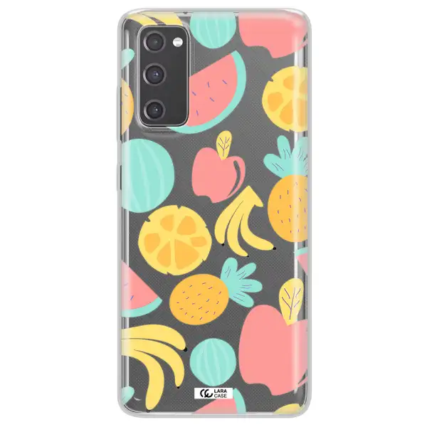a pattern of fruits on a white background Samsung S20 Fe Clear TPU Case