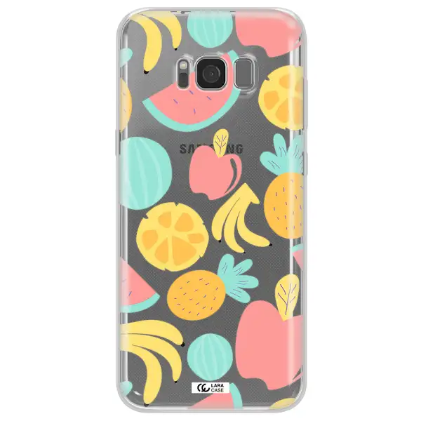a pattern of fruits on a white background Samsung S8 Clear TPU Case