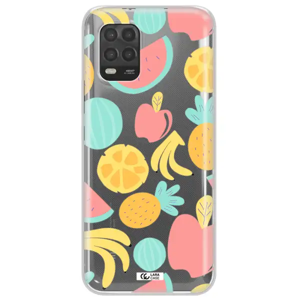 a pattern of fruits on a white background Xiaomi Mi 10 Lite Clear TPU Case