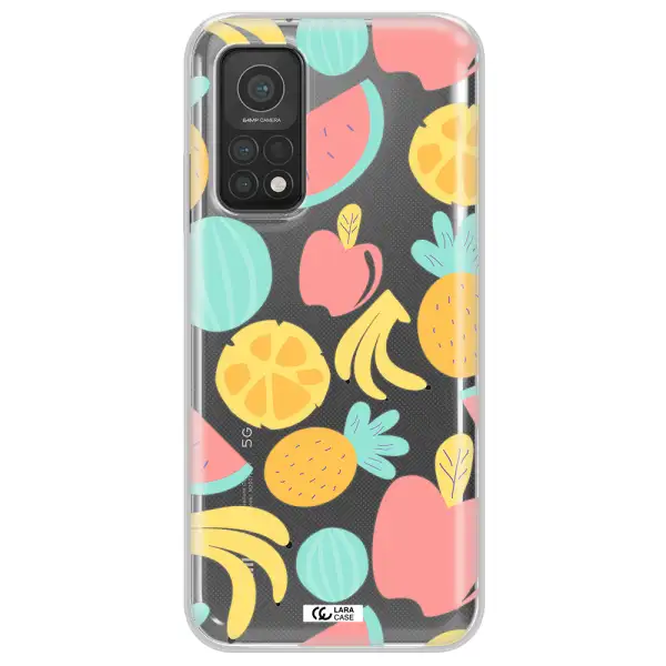 a pattern of fruits on a white background Xiaomi Mi 10T Clear TPU Case