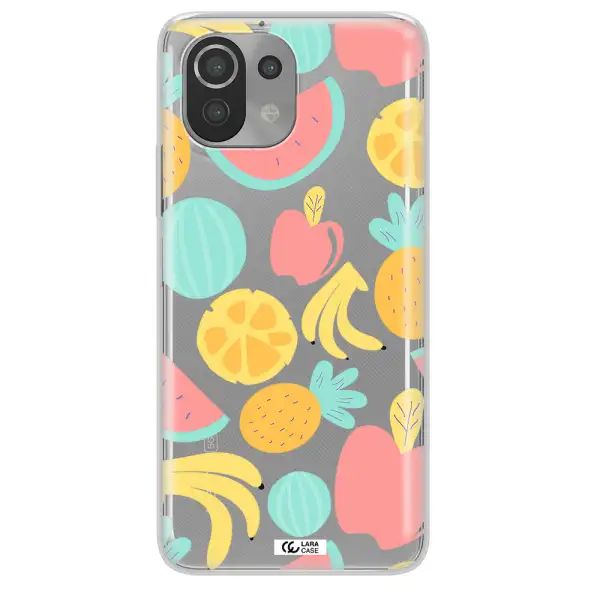 a pattern of fruits on a white background Xiaomi Mi 11 Lite Clear TPU Case