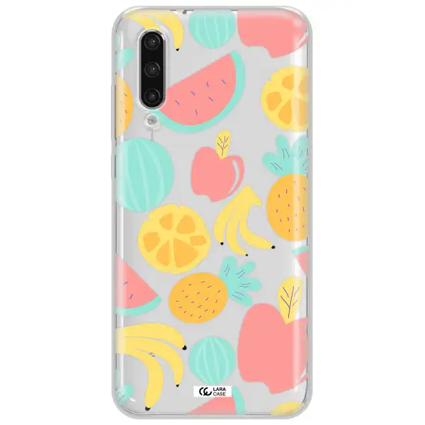 A Pattern Of Fruits On A White Background Xiaomi Mi 9 Lite Clear Tpu Case