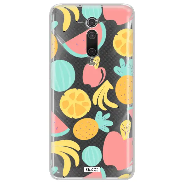 a pattern of fruits on a white background Xiaomi Mi 9T Clear TPU Case