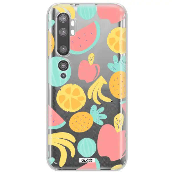 a pattern of fruits on a white background Xiaomi Mi Note 10 Clear TPU Case