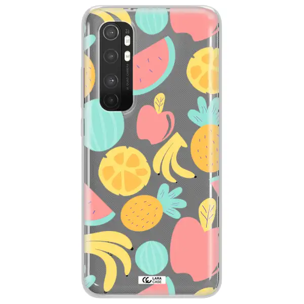 a pattern of fruits on a white background Xiaomi Mi Note 10 Lite Clear TPU Case