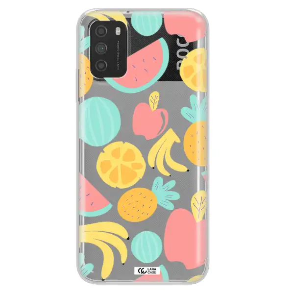a pattern of fruits on a white background Xiaomi Poco M3 Clear TPU Case