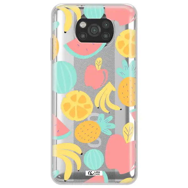 a pattern of fruits on a white background Xiaomi Poco X3 Clear TPU Case