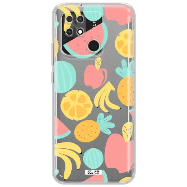 a pattern of fruits on a white background Xiaomi Redmi 10C Clear TPU Case
