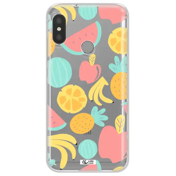 a pattern of fruits on a white background Xiaomi Redmi 6 Pro Clear TPU Case