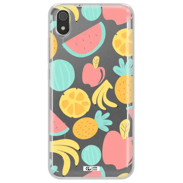 a pattern of fruits on a white background Xiaomi Redmi 7A Clear TPU Case