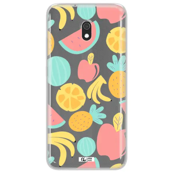 a pattern of fruits on a white background Xiaomi Redmi 8A Clear TPU Case