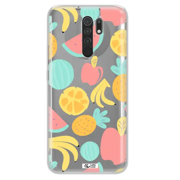 a pattern of fruits on a white background Xiaomi Redmi 9 Clear TPU Case
