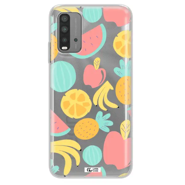 a pattern of fruits on a white background Xiaomi Redmi 9T Clear TPU Case