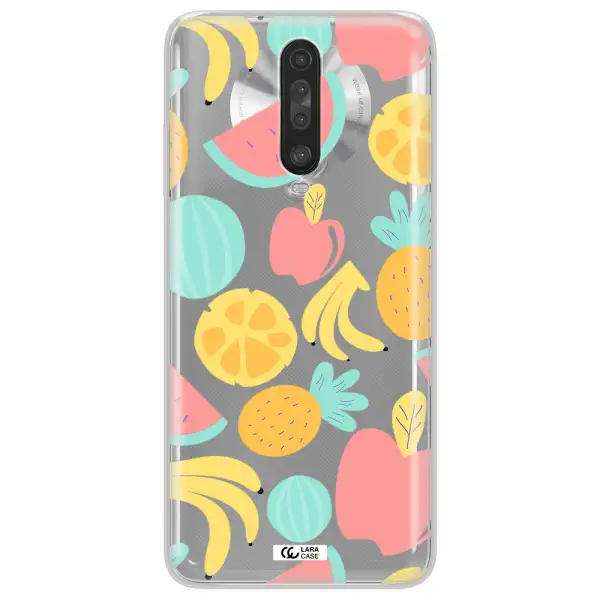 a pattern of fruits on a white background Xiaomi Redmi K30 Clear TPU Case