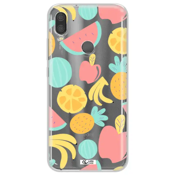 a pattern of fruits on a white background Xiaomi Redmi Note 7 Clear TPU Case