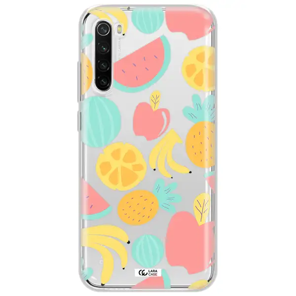 A Pattern Of Fruits On A White Background Xiaomi Redmi Note 8T Clear Tpu Case