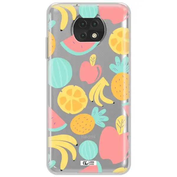 A Pattern Of Fruits On A White Background Xiaomi Redmi Note 9T Clear Tpu Case