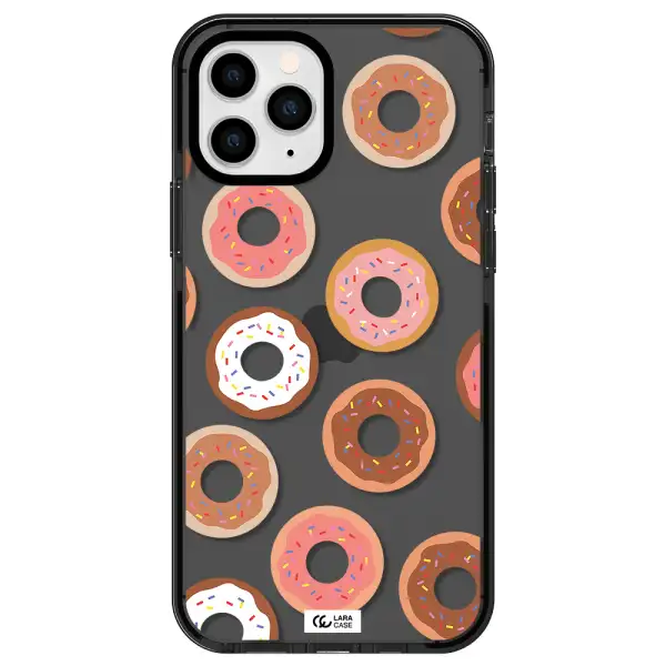 a pattern of donuts with sprinkles Apple iPhone 11 pro max impact Smoke Black Case