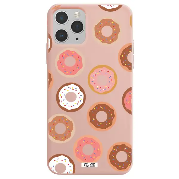 a pattern of donuts with sprinkles Apple iPhone 11 pro max Silicone pastel pink Case