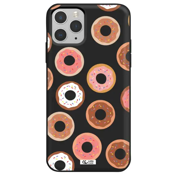 a pattern of donuts with sprinkles Apple iPhone 11 pro Silicone black Case
