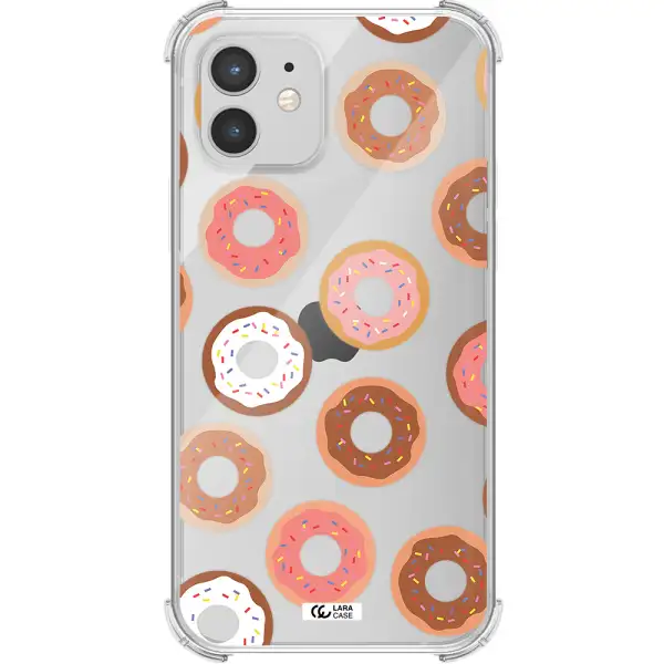 a pattern of donuts with sprinkles Apple iPhone 12 Clear PC Case