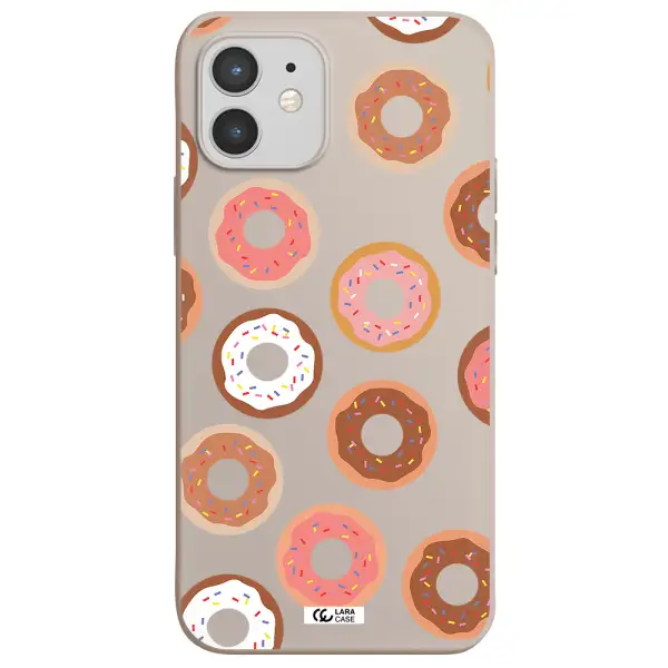 a pattern of donuts with sprinkles Apple iPhone 12 mini Silicone Stone Case