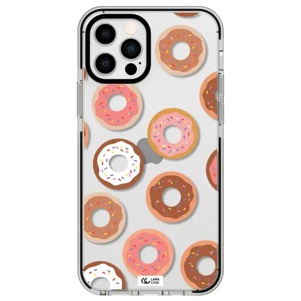 a pattern of donuts with sprinkles Apple iPhone 12 pro impact black border Case