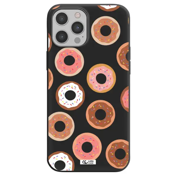 a pattern of donuts with sprinkles Apple iPhone 12 pro Silicone black Case