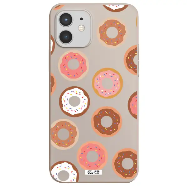 a pattern of donuts with sprinkles Apple iPhone 12 Silicone Stone Case