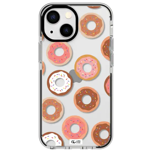 a pattern of donuts with sprinkles Apple iPhone 13 mini impact black border Case