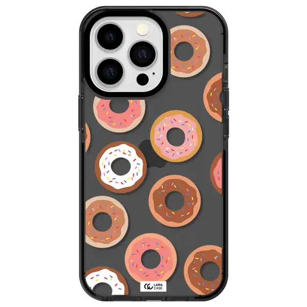 a pattern of donuts with sprinkles Apple iPhone 13 Pro impact Smoke Black Case