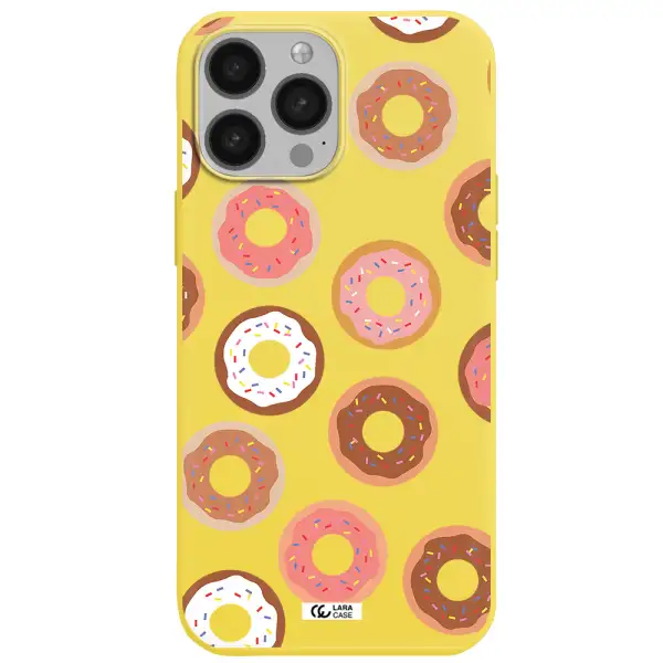 a pattern of donuts with sprinkles Apple iPhone 13 Pro Silicone canary yellow Case
