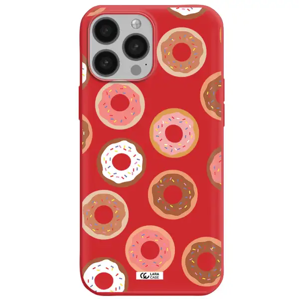 a pattern of donuts with sprinkles Apple iPhone 13 Pro Silicone Imperial Red Case